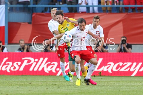  06.06.2016 KRAKOW REPREZENTACJA <br />MECZ TOWARZYSKI POLSKA - LITWA <br />( FRIENDLY MATCH POLAND - LITHUANIA ) <br />N/Z GRZEGORZ KRYCHOWIAK LUKAS SPALVIS <br /> 