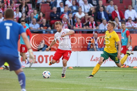  06.06.2016 KRAKOW REPREZENTACJA <br />MECZ TOWARZYSKI POLSKA - LITWA <br />( FRIENDLY MATCH POLAND - LITHUANIA ) <br />N/Z JAKUB BLASZCZYKOWSKI ARVYDAS NOVIKOVAS EMILIJUS ZUBAS <br /> 