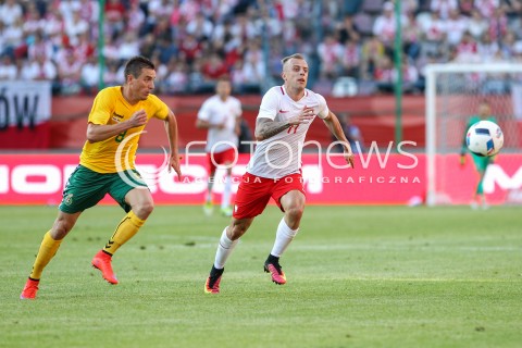  06.06.2016 KRAKOW REPREZENTACJA <br />MECZ TOWARZYSKI POLSKA - LITWA <br />( FRIENDLY MATCH POLAND - LITHUANIA ) <br />N/Z KAMIL GROSICKI SYLWETKA <br /> 