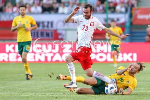  06.06.2016 KRAKOW REPREZENTACJA <br />MECZ TOWARZYSKI POLSKA - LITWA <br />( FRIENDLY MATCH POLAND - LITHUANIA ) <br />N/Z FILIP STARZYNSKI SIMONAS PAULIUS <br /> 