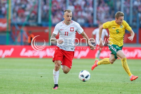  06.06.2016 KRAKOW REPREZENTACJA <br />MECZ TOWARZYSKI POLSKA - LITWA <br />( FRIENDLY MATCH POLAND - LITHUANIA ) <br />N/Z KAMIL GROSICKI SYLWETKA <br /> 
