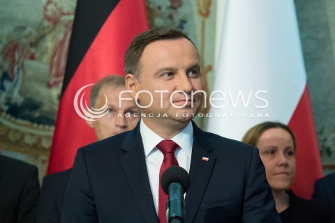  17.06.2016 WARSZAWA <br /> WIZYTA PREZYDENTA REPUBLIKI FEDERALNEJ NIEMIEC W POLSCE<br /> INAUGURACJA POLSKO NIEMIECKIEJ GRUPY REFLEKSYJNEJ <br /> N/Z PREZYDENT RP ANDRZEJ DUDA  <br />  