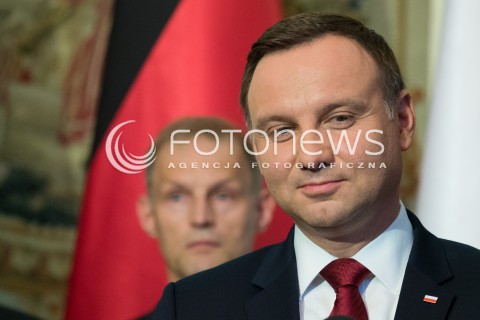  17.06.2016 WARSZAWA <br /> WIZYTA PREZYDENTA REPUBLIKI FEDERALNEJ NIEMIEC W POLSCE<br /> INAUGURACJA POLSKO NIEMIECKIEJ GRUPY REFLEKSYJNEJ <br /> N/Z PREZYDENT RP ANDRZEJ DUDA  <br />  