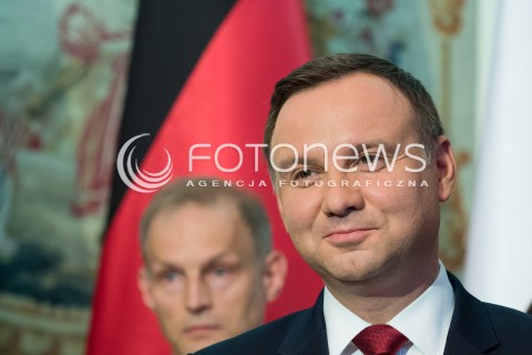  17.06.2016 WARSZAWA <br /> WIZYTA PREZYDENTA REPUBLIKI FEDERALNEJ NIEMIEC W POLSCE<br /> INAUGURACJA POLSKO NIEMIECKIEJ GRUPY REFLEKSYJNEJ <br /> N/Z PREZYDENT RP ANDRZEJ DUDA  <br />  