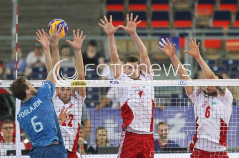  24.06.2016 LODZ <br />SIATKOWKA MEZCZYZN LIGA SWIATOWA 2016 <br />FIVB VOLLEYBALL WORLD LEAGUE 2016 <br />MECZ POLSKA - ARGENTYNA ( Poland - Argentina ) <br />N/Z PIOTR NOWAKOWSKI BARTOSZ BEDNORZ BARTOSZ KUREK BLOK<br /> 