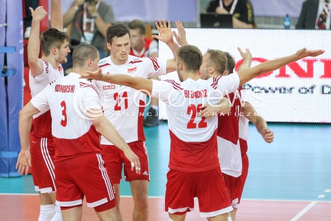  24.06.2016 LODZ <br />SIATKOWKA MEZCZYZN LIGA SWIATOWA 2016 <br />FIVB VOLLEYBALL WORLD LEAGUE 2016 <br />MECZ POLSKA - ARGENTYNA ( Poland - Argentina ) <br />N/Z RAFAL BUSZEK RADOSC EMOCJE KAROL KLOS <br /> 