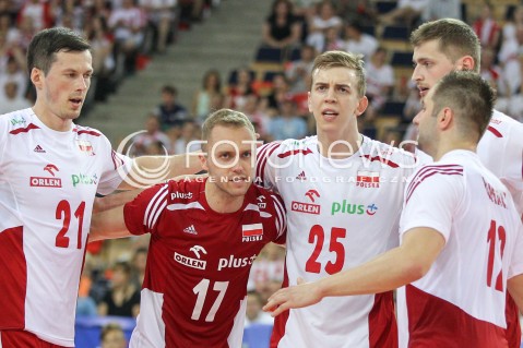  24.06.2016 LODZ <br />SIATKOWKA MEZCZYZN LIGA SWIATOWA 2016 <br />FIVB VOLLEYBALL WORLD LEAGUE 2016 <br />MECZ POLSKA - ARGENTYNA ( Poland - Argentina ) <br />N/Z RAFAL BUSZEK PAWEL ZATORSKI ARTUR SZALPUK PIOTR NOWAKOWSKI RADOSC EMOCJE <br /> 