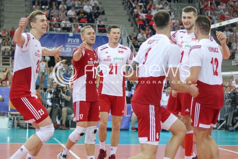 24.06.2016 LODZ <br />SIATKOWKA MEZCZYZN LIGA SWIATOWA 2016 <br />FIVB VOLLEYBALL WORLD LEAGUE 2016 <br />MECZ POLSKA - ARGENTYNA ( Poland - Argentina ) <br />N/Z ARTUR SZALPUK PAWEL ZATORSKI RAFAL BUSZEK PIOTR NOWAKOWSKI RADOSC EMOCJE <br /> 