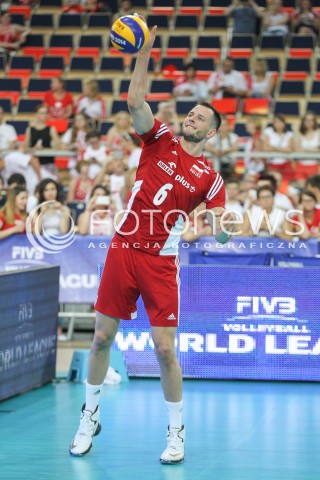  25.06.2016 LODZ <br />SIATKOWKA MEZCZYZN LIGA SWIATOWA 2016 <br />FIVB VOLLEYBALL WORLD LEAGUE 2016 <br />MECZ POLSKA - ROSJA ( Poland - Russia ) <br />N/Z BARTOSZ KUREK SYLWETKA <br /> 