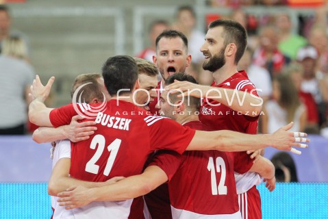  25.06.2016 LODZ <br />SIATKOWKA MEZCZYZN LIGA SWIATOWA 2016 <br />FIVB VOLLEYBALL WORLD LEAGUE 2016 <br />MECZ POLSKA - ROSJA ( Poland - Russia ) <br />N/Z BARTOSZ KUREK MARCIN MOZDZONEK RADOSC EMOCJE <br /> 