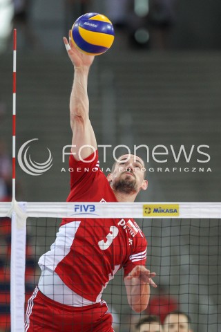  25.06.2016 LODZ <br />SIATKOWKA MEZCZYZN LIGA SWIATOWA 2016 <br />FIVB VOLLEYBALL WORLD LEAGUE 2016 <br />MECZ POLSKA - ROSJA ( Poland - Russia ) <br />N/Z DAWID KONARSKI SYLWETKA ATAK<br /> 