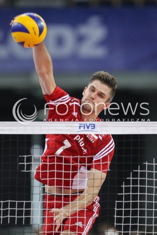  25.06.2016 LODZ <br />SIATKOWKA MEZCZYZN LIGA SWIATOWA 2016 <br />FIVB VOLLEYBALL WORLD LEAGUE 2016 <br />MECZ POLSKA - ROSJA ( Poland - Russia ) <br />N/Z KAROL KLOS SYLWETKA ATAK <br /> 