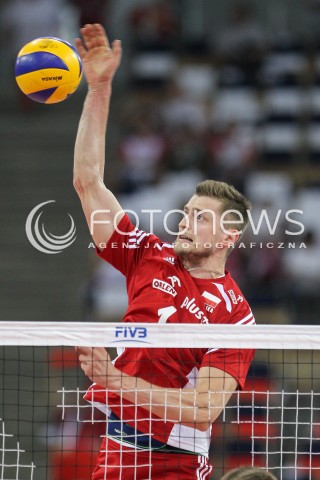  25.06.2016 LODZ <br />SIATKOWKA MEZCZYZN LIGA SWIATOWA 2016 <br />FIVB VOLLEYBALL WORLD LEAGUE 2016 <br />MECZ POLSKA - ROSJA ( Poland - Russia ) <br />N/Z PIOTR NOWAKOWSKI SYLWETKA ATAK <br /> 