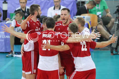  25.06.2016 LODZ <br />SIATKOWKA MEZCZYZN LIGA SWIATOWA 2016 <br />FIVB VOLLEYBALL WORLD LEAGUE 2016 <br />MECZ POLSKA - ROSJA ( Poland - Russia ) <br />N/Z BARTOSZ KUREK MARCIN MOZDZONEK RADOSC EMOCJE <br /> 