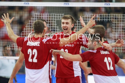  25.06.2016 LODZ <br />SIATKOWKA MEZCZYZN LIGA SWIATOWA 2016 <br />FIVB VOLLEYBALL WORLD LEAGUE 2016 <br />MECZ POLSKA - ROSJA ( Poland - Russia ) <br />N/Z MATEUSZ BIENIEK RADOSC EMOCJE <br /> 
