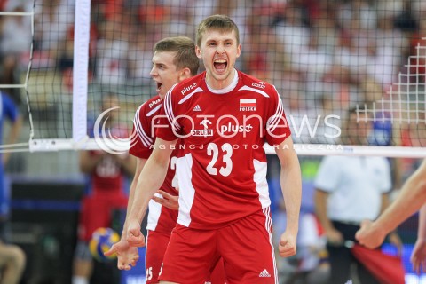  25.06.2016 LODZ <br />SIATKOWKA MEZCZYZN LIGA SWIATOWA 2016 <br />FIVB VOLLEYBALL WORLD LEAGUE 2016 <br />MECZ POLSKA - ROSJA ( Poland - Russia ) <br />N/Z MATEUSZ BIENIEK RADOSC EMOCJE SYLWETKA <br /> 