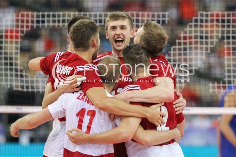  25.06.2016 LODZ <br />SIATKOWKA MEZCZYZN LIGA SWIATOWA 2016 <br />FIVB VOLLEYBALL WORLD LEAGUE 2016 <br />MECZ POLSKA - ROSJA ( Poland - Russia ) <br />N/Z MATEUSZ BIENIEK RADOSC EMOCJE <br /> 