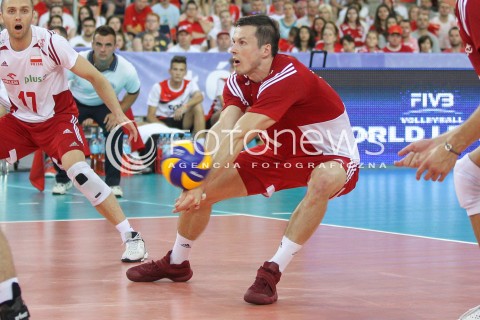  25.06.2016 LODZ <br />SIATKOWKA MEZCZYZN LIGA SWIATOWA 2016 <br />FIVB VOLLEYBALL WORLD LEAGUE 2016 <br />MECZ POLSKA - ROSJA ( Poland - Russia ) <br />N/Z RAFAL BUSZEK SYLWETKA <br /> 