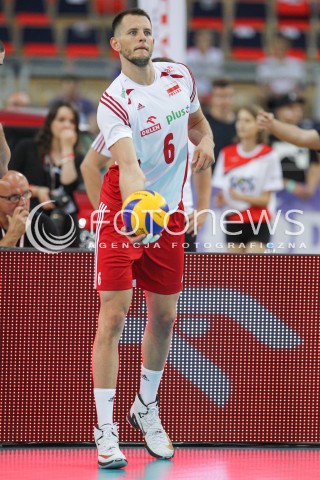  26.06.2016 LODZ <br />SIATKOWKA MEZCZYZN LIGA SWIATOWA 2016 <br />FIVB VOLLEYBALL WORLD LEAGUE 2016 <br />MECZ POLSKA - FRANCJA ( Poland - France ) <br />N/Z BARTOSZ KUREK SYLWETKA <br /> 