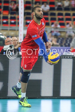  26.06.2016 LODZ <br />SIATKOWKA MEZCZYZN LIGA SWIATOWA 2016 <br />FIVB VOLLEYBALL WORLD LEAGUE 2016 <br />MECZ POLSKA - FRANCJA ( Poland - France ) <br />N/Z EARVIN NGAPETH SYLWETKA <br /> 