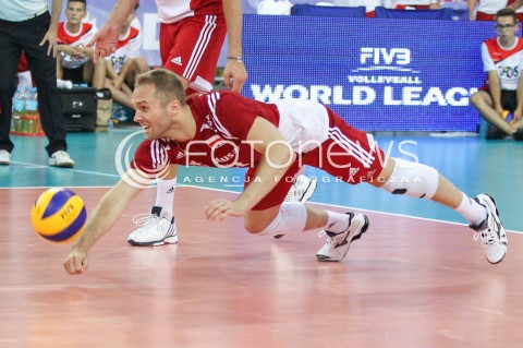  26.06.2016 LODZ <br />SIATKOWKA MEZCZYZN LIGA SWIATOWA 2016 <br />FIVB VOLLEYBALL WORLD LEAGUE 2016 <br />MECZ POLSKA - FRANCJA ( Poland - France ) <br />N/Z PAWEL ZATORSKI SYLWETKA OBRONA<br /> 