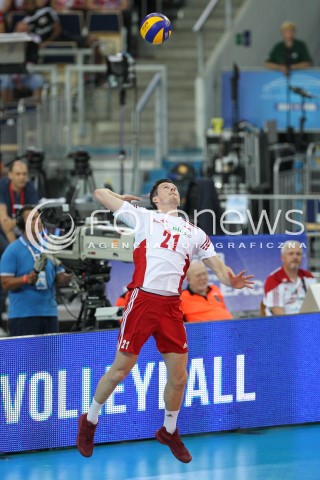  26.06.2016 LODZ <br />SIATKOWKA MEZCZYZN LIGA SWIATOWA 2016 <br />FIVB VOLLEYBALL WORLD LEAGUE 2016 <br />MECZ POLSKA - FRANCJA ( Poland - France ) <br />N/Z RAFAL BUSZEK SYLWETKA ZAGRYWKA<br /> 