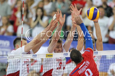  26.06.2016 LODZ <br />SIATKOWKA MEZCZYZN LIGA SWIATOWA 2016 <br />FIVB VOLLEYBALL WORLD LEAGUE 2016 <br />MECZ POLSKA - FRANCJA ( Poland - France ) <br />N/Z BARTOSZ KUREK MATEUSZ BIENIEK BLOK<br /> 