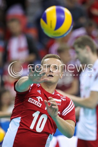  13.07.2016 KRAKOW <br />SIATKOWKA MEZCZYZN LIGA SWIATOWA 2016 TURNIEJ FINALOWY <br />FIVB VOLLEYBALL WORLD LEAGUE FINAL SIX 2016 <br />MECZ POLSKA - FRANCJA ( Poland - France ) <br />N/Z DAMIAN WOJTASZEK SYLWETKA <br /> 