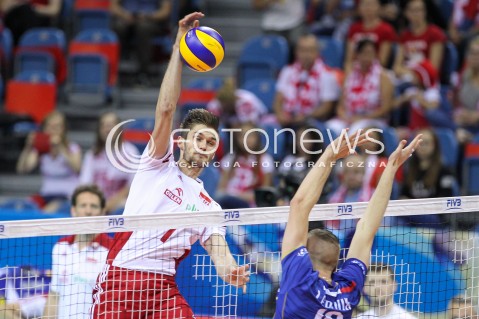  13.07.2016 KRAKOW <br />SIATKOWKA MEZCZYZN LIGA SWIATOWA 2016 TURNIEJ FINALOWY <br />FIVB VOLLEYBALL WORLD LEAGUE FINAL SIX 2016 <br />MECZ POLSKA - FRANCJA ( Poland - France ) <br />N/Z KAROL KLOS <br /> 