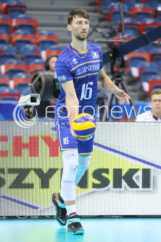  13.07.2016 KRAKOW <br />SIATKOWKA MEZCZYZN LIGA SWIATOWA 2016 TURNIEJ FINALOWY <br />FIVB VOLLEYBALL WORLD LEAGUE FINAL SIX 2016 <br />MECZ POLSKA - FRANCJA ( Poland - France ) <br />N/Z NICOLAS MARECHAL SYLWETKA <br /> 