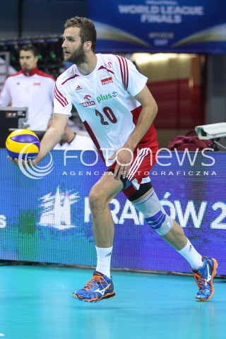  13.07.2016 KRAKOW <br />SIATKOWKA MEZCZYZN LIGA SWIATOWA 2016 TURNIEJ FINALOWY <br />FIVB VOLLEYBALL WORLD LEAGUE FINAL SIX 2016 <br />MECZ POLSKA - FRANCJA ( Poland - France ) <br />N/Z MATEUSZ MIKA SYLWETKA <br /> 