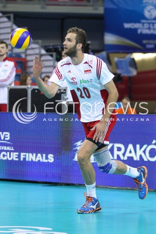  13.07.2016 KRAKOW <br />SIATKOWKA MEZCZYZN LIGA SWIATOWA 2016 TURNIEJ FINALOWY <br />FIVB VOLLEYBALL WORLD LEAGUE FINAL SIX 2016 <br />MECZ POLSKA - FRANCJA ( Poland - France ) <br />N/Z MATEUSZ MIKA SYLWETKA <br /> 