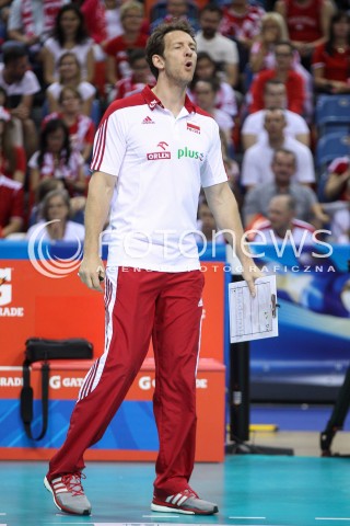  13.07.2016 KRAKOW <br />SIATKOWKA MEZCZYZN LIGA SWIATOWA 2016 TURNIEJ FINALOWY <br />FIVB VOLLEYBALL WORLD LEAGUE FINAL SIX 2016 <br />MECZ POLSKA - FRANCJA ( Poland - France ) <br />N/Z STEPHANE ANTIGA - I TRENER ( HEAD COACH ) SYLWETKA <br /> 