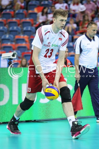  13.07.2016 KRAKOW <br />SIATKOWKA MEZCZYZN LIGA SWIATOWA 2016 TURNIEJ FINALOWY <br />FIVB VOLLEYBALL WORLD LEAGUE FINAL SIX 2016 <br />MECZ POLSKA - FRANCJA ( Poland - France ) <br />N/Z MATEUSZ BIENIEK SYLWETKA <br /> 