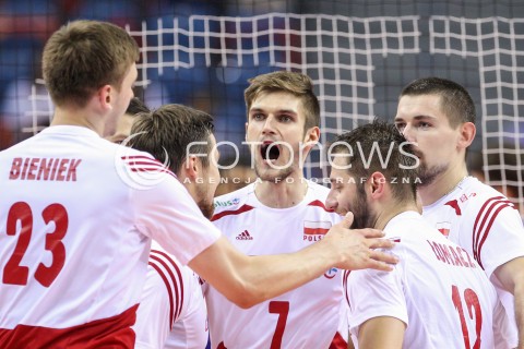  13.07.2016 KRAKOW <br />SIATKOWKA MEZCZYZN LIGA SWIATOWA 2016 TURNIEJ FINALOWY <br />FIVB VOLLEYBALL WORLD LEAGUE FINAL SIX 2016 <br />MECZ POLSKA - FRANCJA ( Poland - France ) <br />N/Z KAROL KLOS DAWID KONARSKI RADOSC EMOCJE <br /> 