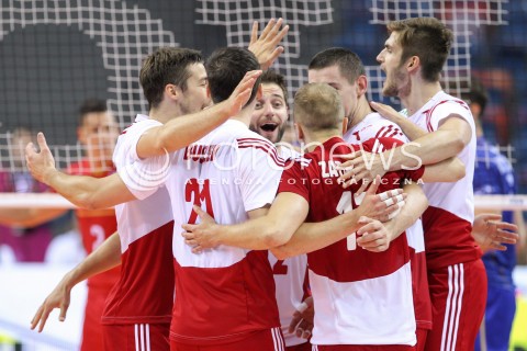  13.07.2016 KRAKOW <br />SIATKOWKA MEZCZYZN LIGA SWIATOWA 2016 TURNIEJ FINALOWY <br />FIVB VOLLEYBALL WORLD LEAGUE FINAL SIX 2016 <br />MECZ POLSKA - FRANCJA ( Poland - France ) <br />N/Z GRZEGORZ LOMACZ KAROL KLOS RADOSC EMOCJE <br /> 