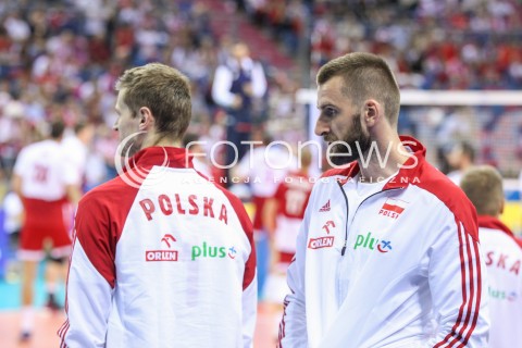 13.07.2016 KRAKOW <br />SIATKOWKA MEZCZYZN LIGA SWIATOWA 2016 TURNIEJ FINALOWY <br />FIVB VOLLEYBALL WORLD LEAGUE FINAL SIX 2016 <br />MECZ POLSKA - FRANCJA ( Poland - France ) <br />N/Z MARCIN MOZDZONEK NIE LECI NA IGRZYSKA DO RIO ZAWODNICY BOISKO<br /> 
