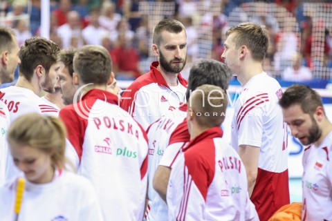  13.07.2016 KRAKOW <br />SIATKOWKA MEZCZYZN LIGA SWIATOWA 2016 TURNIEJ FINALOWY <br />FIVB VOLLEYBALL WORLD LEAGUE FINAL SIX 2016 <br />MECZ POLSKA - FRANCJA ( Poland - France ) <br />N/Z MARCIN MOZDZONEK NIE LECI NA IGRZYSKA DO RIO ZAWODNICY BOISKO<br /> 