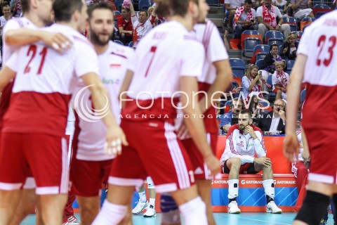  13.07.2016 KRAKOW <br />SIATKOWKA MEZCZYZN LIGA SWIATOWA 2016 TURNIEJ FINALOWY <br />FIVB VOLLEYBALL WORLD LEAGUE FINAL SIX 2016 <br />MECZ POLSKA - FRANCJA ( Poland - France ) <br />N/Z MARCIN MOZDZONEK NIE LECI NA IGRZYSKA DO RIO ZAWODNICY BOISKO<br /> 