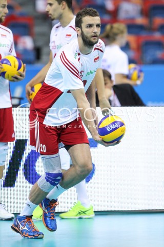  13.07.2016 KRAKOW <br />SIATKOWKA MEZCZYZN LIGA SWIATOWA 2016 TURNIEJ FINALOWY <br />FIVB VOLLEYBALL WORLD LEAGUE FINAL SIX 2016 <br />MECZ POLSKA - FRANCJA ( Poland - France ) <br />N/Z MATEUSZ MIKA SYLWETKA <br /> 