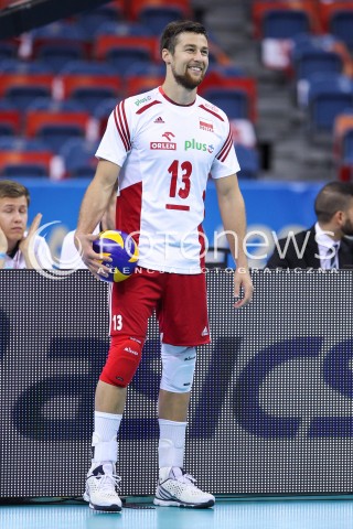  13.07.2016 KRAKOW <br />SIATKOWKA MEZCZYZN LIGA SWIATOWA 2016 TURNIEJ FINALOWY <br />FIVB VOLLEYBALL WORLD LEAGUE FINAL SIX 2016 <br />MECZ POLSKA - FRANCJA ( Poland - France ) <br />N/Z MICHAL KUBIAK SYLWETKA <br /> 