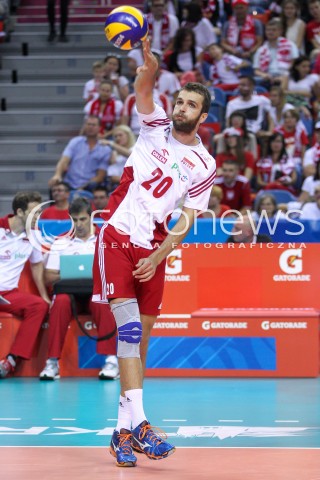  13.07.2016 KRAKOW <br />SIATKOWKA MEZCZYZN LIGA SWIATOWA 2016 TURNIEJ FINALOWY <br />FIVB VOLLEYBALL WORLD LEAGUE FINAL SIX 2016 <br />MECZ POLSKA - FRANCJA ( Poland - France ) <br />N/Z MATEUSZ MIKA SYLWETKA <br /> 