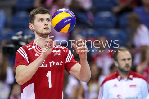  14.07.2016 KRAKOW <br />SIATKOWKA MEZCZYZN LIGA SWIATOWA 2016 TURNIEJ FINALOWY <br />FIVB VOLLEYBALL WORLD LEAGUE FINAL SIX 2016 <br />MECZ POLSKA - SERBIA ( Poland - Serbia ) <br />N/Z PIOTR NOWAKOWSKI SYLWETKA <br /> 