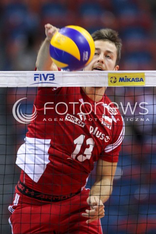  14.07.2016 KRAKOW <br />SIATKOWKA MEZCZYZN LIGA SWIATOWA 2016 TURNIEJ FINALOWY <br />FIVB VOLLEYBALL WORLD LEAGUE FINAL SIX 2016 <br />MECZ POLSKA - SERBIA ( Poland - Serbia ) <br />N/Z MICHAL KUBIAK SYLWETKA ATAK <br /> 
