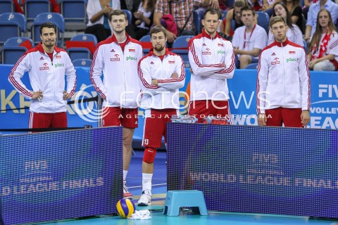  14.07.2016 KRAKOW <br />SIATKOWKA MEZCZYZN LIGA SWIATOWA 2016 TURNIEJ FINALOWY <br />FIVB VOLLEYBALL WORLD LEAGUE FINAL SIX 2016 <br />MECZ POLSKA - SERBIA ( Poland - Serbia ) <br />N/Z LAWKA KWADRAT REZERWOWYCH FABIAN DRZYZGA PIOTR NOWAKOWSKI MICHAL KUBIAK BARTOSZ KUREK BARTOSZ BEDNORZ <br /> 