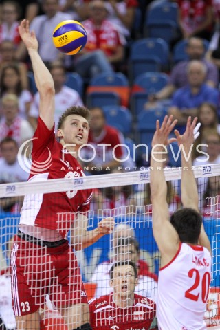  14.07.2016 KRAKOW <br />SIATKOWKA MEZCZYZN LIGA SWIATOWA 2016 TURNIEJ FINALOWY <br />FIVB VOLLEYBALL WORLD LEAGUE FINAL SIX 2016 <br />MECZ POLSKA - SERBIA ( Poland - Serbia ) <br />N/Z MATEUSZ BIENIEK <br /> 