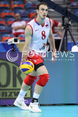  14.07.2016 KRAKOW <br />SIATKOWKA MEZCZYZN LIGA SWIATOWA 2016 TURNIEJ FINALOWY <br />FIVB VOLLEYBALL WORLD LEAGUE FINAL SIX 2016 <br />MECZ POLSKA - SERBIA ( Poland - Serbia ) <br />N/Z MARKO IVOVIC SYLWETKA <br /> 