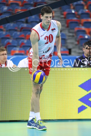  14.07.2016 KRAKOW <br />SIATKOWKA MEZCZYZN LIGA SWIATOWA 2016 TURNIEJ FINALOWY <br />FIVB VOLLEYBALL WORLD LEAGUE FINAL SIX 2016 <br />MECZ POLSKA - SERBIA ( Poland - Serbia ) <br />N/Z SRECKO LISINAC SYLWETKA <br /> 