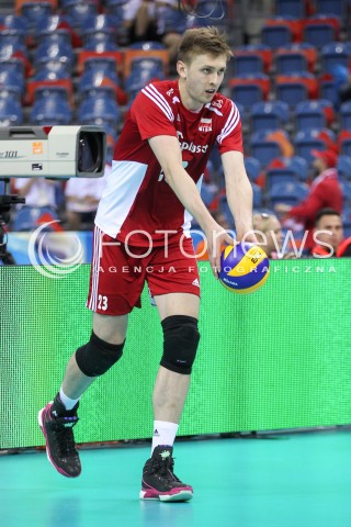  14.07.2016 KRAKOW <br />SIATKOWKA MEZCZYZN LIGA SWIATOWA 2016 TURNIEJ FINALOWY <br />FIVB VOLLEYBALL WORLD LEAGUE FINAL SIX 2016 <br />MECZ POLSKA - SERBIA ( Poland - Serbia ) <br />N/Z MATEUSZ BIENIEK SYLWETKA <br /> 