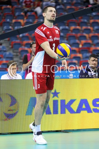  14.07.2016 KRAKOW <br />SIATKOWKA MEZCZYZN LIGA SWIATOWA 2016 TURNIEJ FINALOWY <br />FIVB VOLLEYBALL WORLD LEAGUE FINAL SIX 2016 <br />MECZ POLSKA - SERBIA ( Poland - Serbia ) <br />N/Z DAWID KONARSKI SYLWETKA <br /> 
